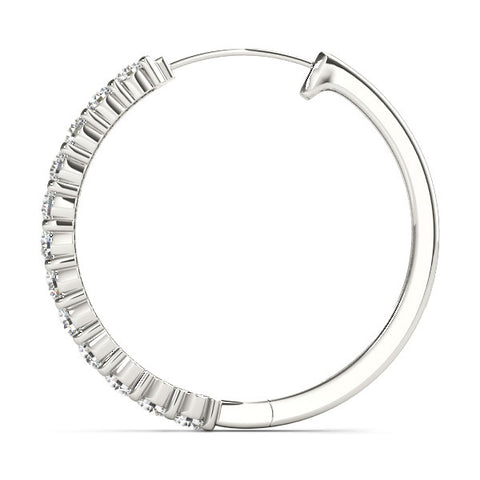 White gold Round Diamond Hoop Earrings with Prong Setting 3