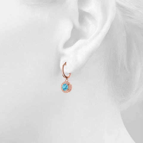 Rose gold Round Cut Milgrain Bezel Set Leverback Earrings