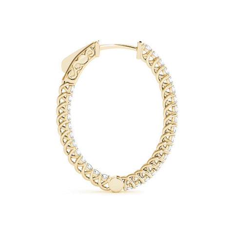 Yellow gold Round Cut Diamond Inside-Out Hoop Earrings in White Gold with Prong Setting
