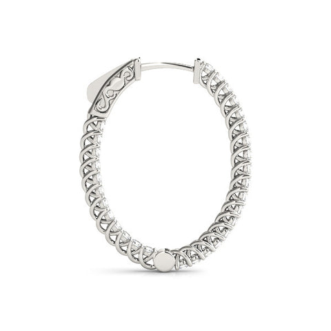 White gold Round Cut Diamond Inside-Out Hoop Earrings in White Gold with Prong Setting