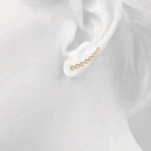 Yellow gold Bezel-Set Round Diamond Climber Earrings