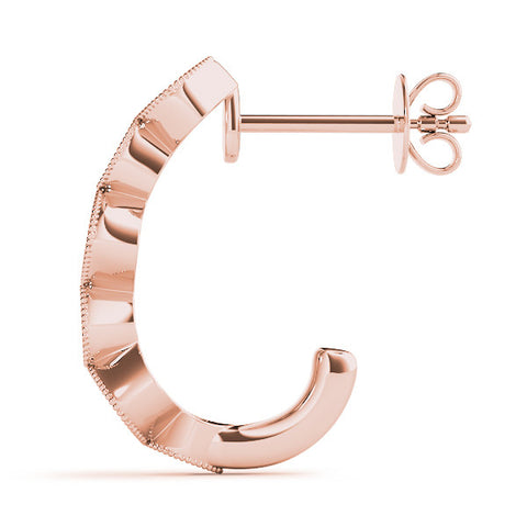 Rose gold Milgrain Cushion and Marquise Diamond Hoop Earrings