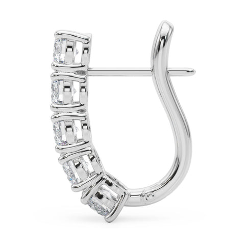 White gold Round Diamond Channel Set Hoop Earrings with Four-Prong Setting