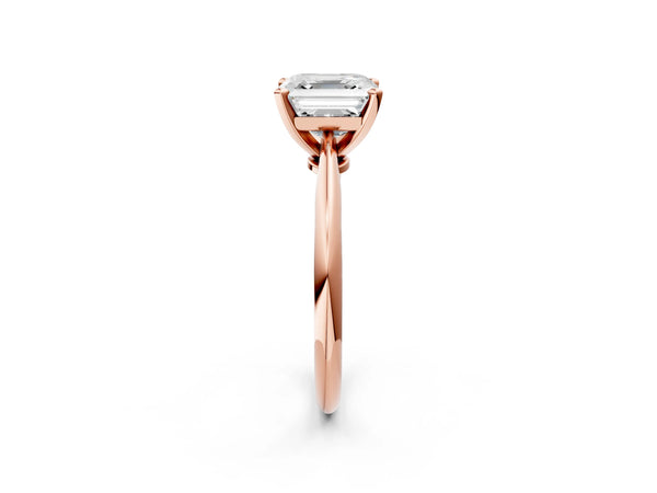 5 Carat Asscher Cut Rose gold Diamond Solitaire Engagement Ring with Classic Band and Four-Prong Setting