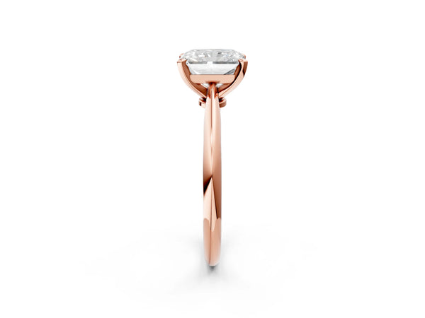 5 Carat Radiant Cut Rose gold Diamond Solitaire Engagement Ring with Classic Band and Four-Prong Setting