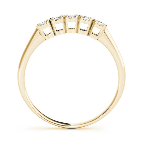 Yellow gold Five-Stone Round Diamond Bezel Set White Gold Band 2