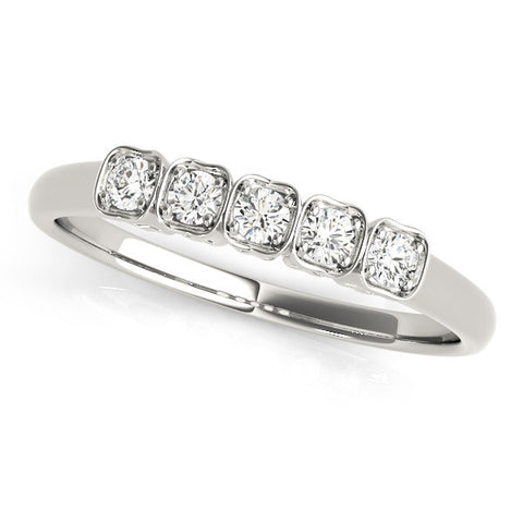 White gold Five-Stone Round Diamond Bezel Set White Gold Band 1