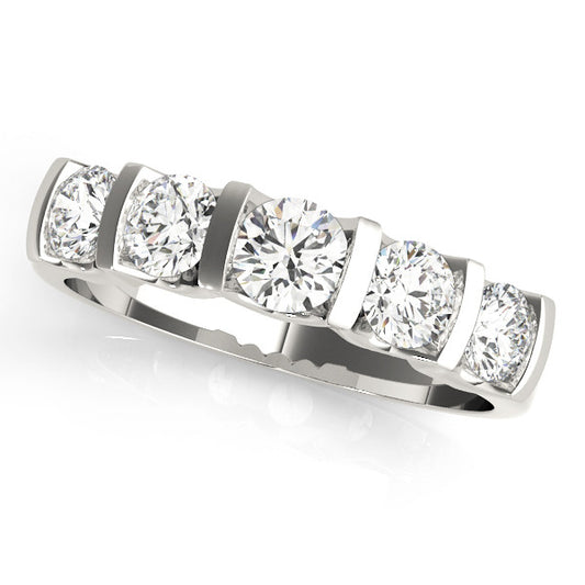 White gold Channel-Set Round Diamond Five-Stone Band 1