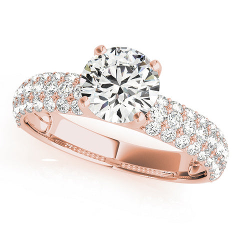Rose gold Round Cut Diamond Pave Band with Prong Setting