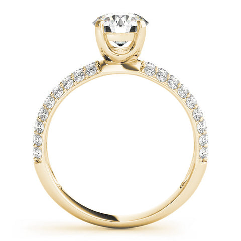 Yellow gold Round Cut Diamond Pave Band with Prong Setting
