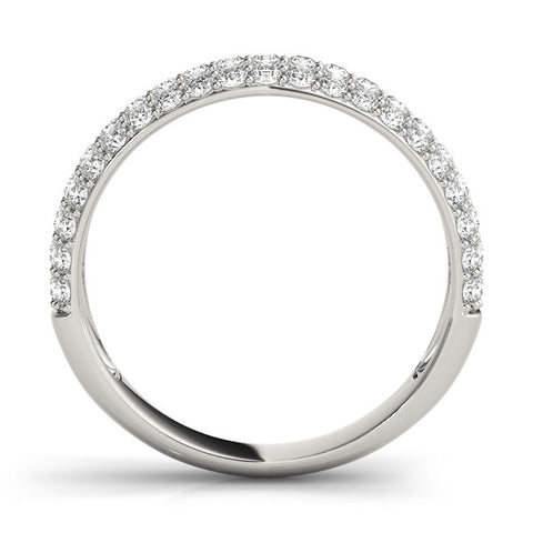 White gold Three-Row Round Diamond Pave Eternity Band with Shared Prong Setting 2