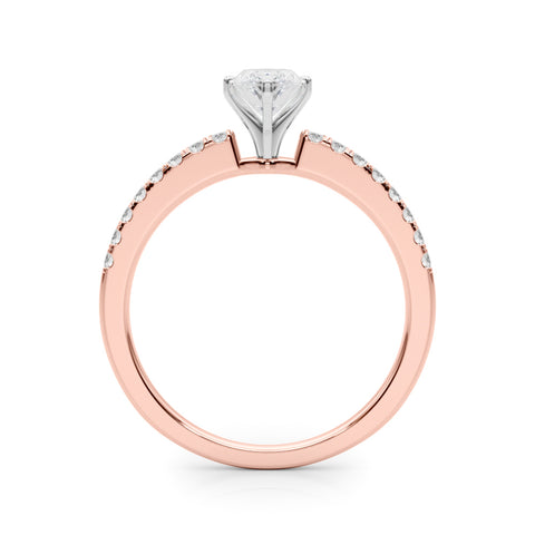 Rose gold Marquise Solitaire Diamond with Pavé Band and Four-Prong Setting