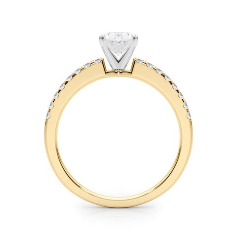 Yellow gold Oval Solitaire Diamond with Pavé Band and Four-Prong Setting