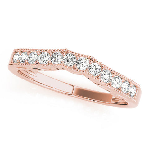 Rose gold Milgrain Round Diamond Pavé Chevron Band 1