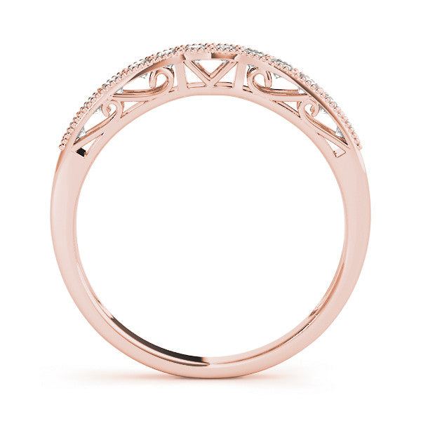 Rose gold Milgrain Round Diamond Pavé Chevron Band 2
