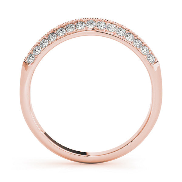 Rose gold Double Row Pavé Round Diamond White Gold Band with Shared Prong Setting 2