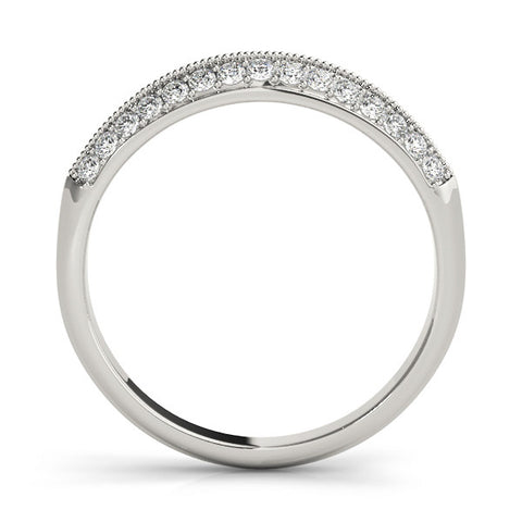 White gold Double Row Pavé Round Diamond White Gold Band with Shared Prong Setting 2