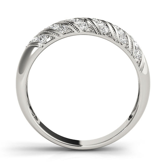 White gold Channel Set Round Diamond Dome Band 2
