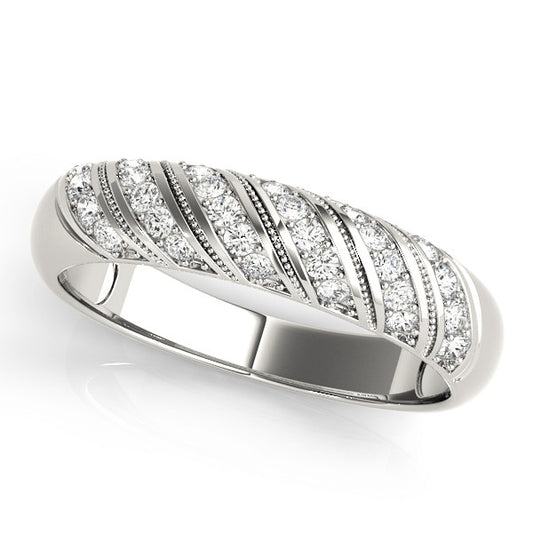 White gold Channel Set Round Diamond Dome Band 1
