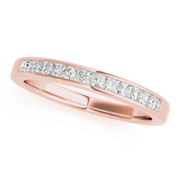 Rose gold Princess Cut Channel Set Diamond Wedding Band 1