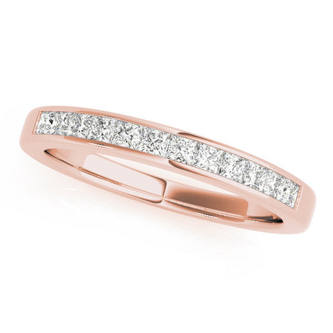 Rose gold Princess Cut Channel Set Diamond Wedding Band 1