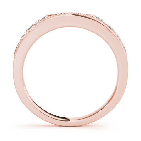 Rose gold Round Cut Pavé Diamond Contour Band with Milgrain Detailing 2
