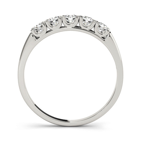 White gold Round Diamond Channel Set Half Eternity Band with Shared Prong Setting 2