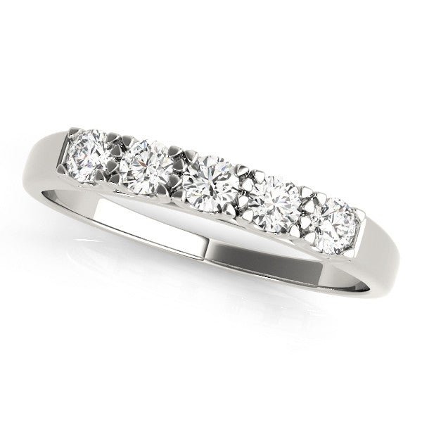 White gold Round Diamond Channel Set Half Eternity Band with Shared Prong Setting 1