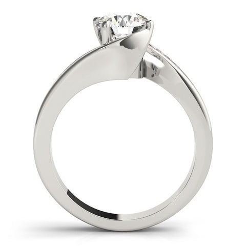 White gold Round Solitaire Twist Band with Channel Set Diamonds and Four-Prong Setting