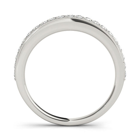 White gold Round Diamond Pavé Set Milgrain Wedding Band 2