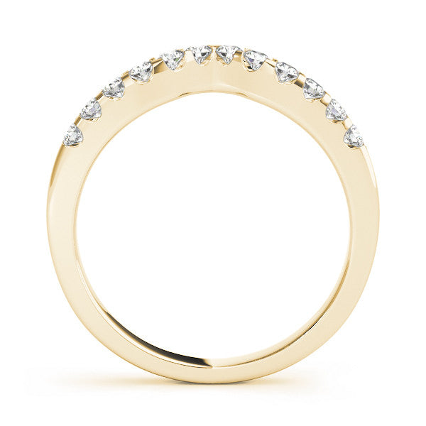 Yellow gold Curved Diamond Half Eternity Ring with Round Cut Stones and Shared Prong Setting 2