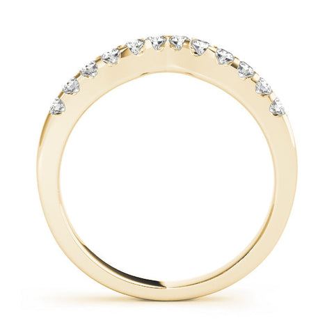 Yellow gold Curved Diamond Half Eternity Ring with Round Cut Stones and Shared Prong Setting 2
