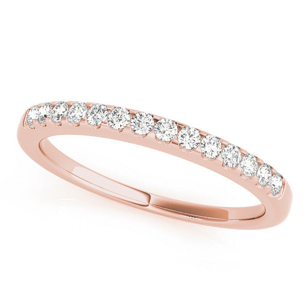 Rose gold Round Diamond Half Eternity Band with Pavé Setting and Shared Prong 1