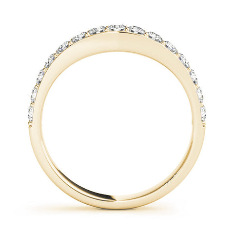 Yellow gold Round Diamond Pavé Set Curved Eternity Band 2