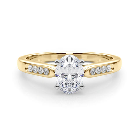 Yellow gold Oval Cut Channel Set Solitaire Engagement Ring with Four-Prong Setting