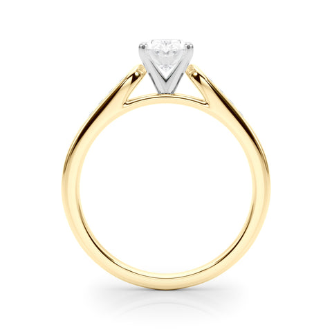 Yellow gold Oval Cut Channel Set Solitaire Engagement Ring with Four-Prong Setting
