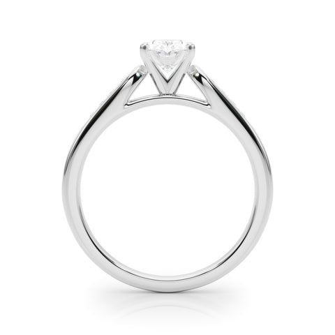 White gold Oval Cut Channel Set Solitaire Engagement Ring with Four-Prong Setting