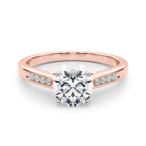 Rose gold Round Cut Channel Set Solitaire Engagement Ring with Four-Prong Setting
