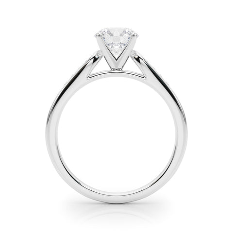 White gold Round Cut Channel Set Solitaire Engagement Ring with Four-Prong Setting
