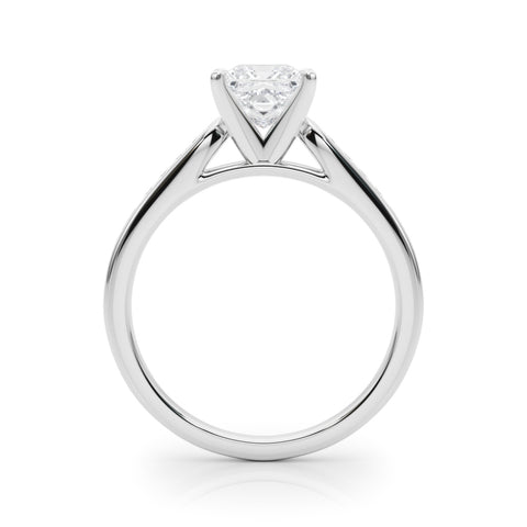 White gold Princess Cut Channel Set Solitaire Engagement Ring with Four-Prong Setting