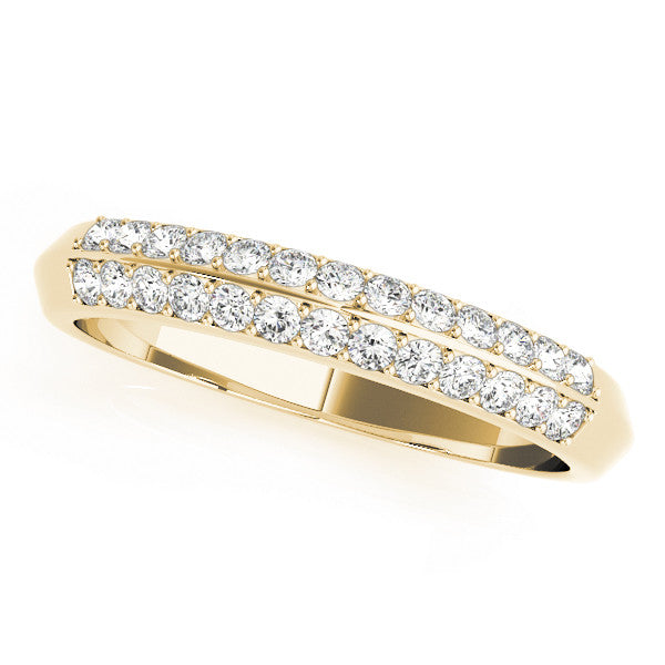 Yellow gold Double Row Round Diamond Channel Set Eternity Band 1