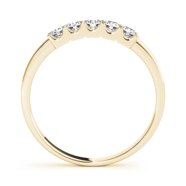 Yellow gold Round Diamond Five-Stone Prong Set White Gold Band 2