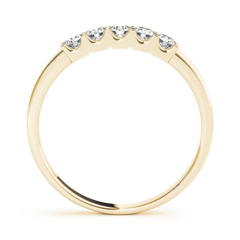 Yellow gold Round Diamond Five-Stone Prong Set White Gold Band 2