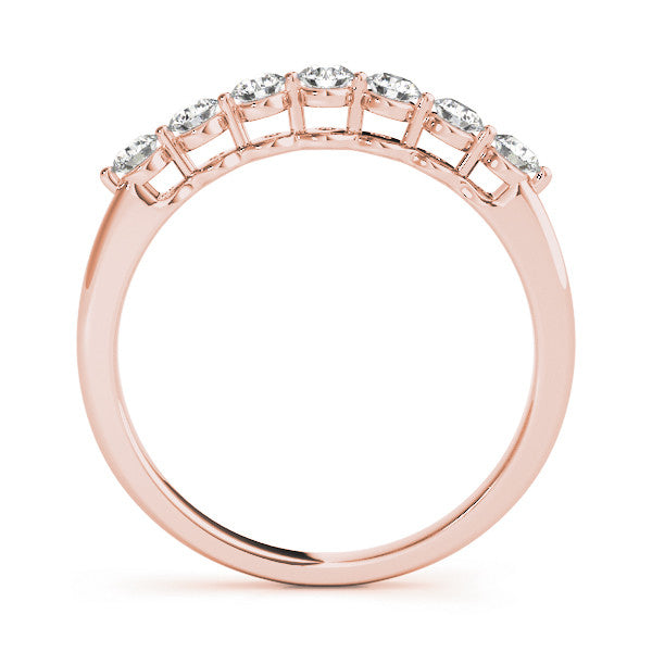Rose gold Round Cut Diamond Prong Set Half Eternity Band 2