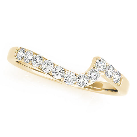 Yellow gold Round Diamond Pavé Chevron Wedding Band 1