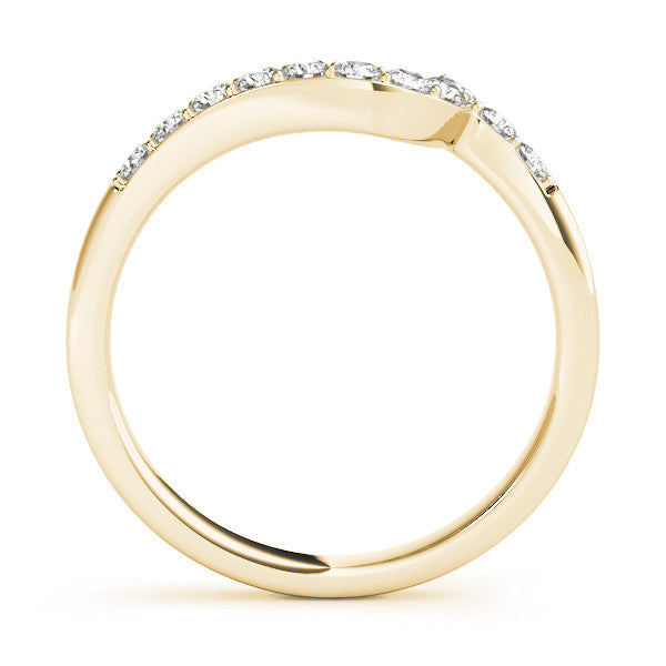 Yellow gold Round Diamond Pavé Chevron Wedding Band 2