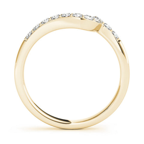 Yellow gold Round Diamond Pavé Chevron Wedding Band 2