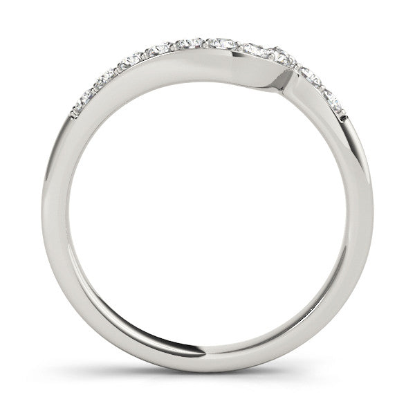 White gold Round Diamond Pavé Chevron Wedding Band 2