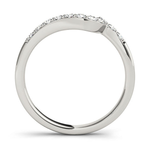 White gold Round Diamond Pavé Chevron Wedding Band 2