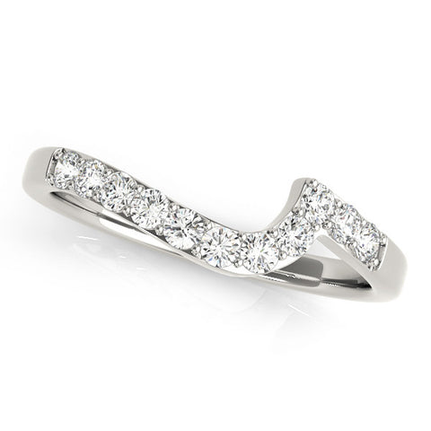 White gold Round Diamond Pavé Chevron Wedding Band 1